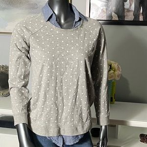 EUC Oh Baby by Motherhood Gray Polka Dot Layered Sweater Chambray Size S